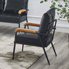 Black Sofa Armchair Couch Faux Leather Living Room Tub Chairs Metal Frame Modern