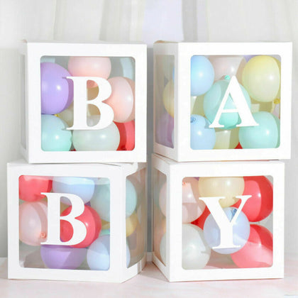 4PCS Transparent Cardboard Box Balloons Storage Kids Birthday Baby Shower Decor
