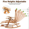 Noise Free Bamboo Rocking Chair Sun Lounger Stable Foot Headrest Indoor Outdoor