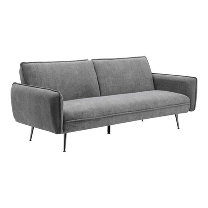 Convertible Sofa Bed Grey Fabric Upholstered 3-Seater Sofa Couch Settee Sleeper