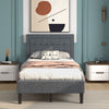 Single Size Upholstered Bed Frame Button-Tufted Soft Bed Platform w/ Headboard