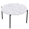 Large Round Coffee Table Marble Effect Wooden Top Tea Table Metal Frame 80x45cm