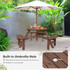 6-Person Outdoor Wooden Round Picnic Table Garden Circular Picnic Bear Table