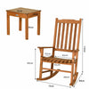 3 Pieces Eucalyptus Rocking Chair Set Ergonomic Outdoor Patio Furniture W/ Table