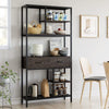 Vintage Industrial Bookcase Large Rustic Shelf Tall Side Cabinet Display Storage