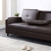 Sofa Bed Faux Leather with Cup holder and Armrests 3 Seater Black Brown Ash Grey