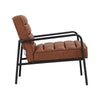 Vintage PU Leather Upholstered Armchair Industrial Metal Frame Single Sofa Chair