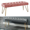 Long Seat Bench Dining Chairs Soft Velvet Padded Golden Steel Legs Lounge Stool