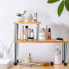 2 Tier Bamboo Storage Shelf Kitchen Bathroom Organiser Free Standing Two Method