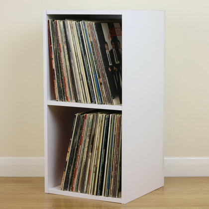 Large White Square LP/Vinyl Music Record Storage Cube/Cabinet Home Display Unit