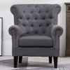 Linen Chesterfield Armchair Rhombic Fabric Upholstered Living Room Lounge Chair