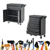Black Steel Tool Trolley Cabinet with Wheels Workshop Storage Chest Carrier Cart