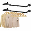 Clothes Rail Set of 2 Wall Mounted Clothes Rack Black Industrial Design