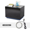 LED Bedside Table Chest of Drawer with 2 Drawers High Gloss with USB Light Black