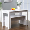 Modern 3Pcs Dining Bench Set Table+ 2 Chairs Dining Room Kitchen for Small Space
