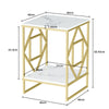 Heavy Duty Town Square Marble Table Bedside Sofa Bed End/ Side Table Gold Frame