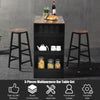 3PCS Bar Table & 2 Chairs Industrial Kitchen Dining Table Set with Side Storage