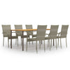 7 Piece Garden Dining Set Poly Rattan Grey D3I9