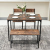 Modern Dining Table and Chairs Set 2xChairs 1xBench Metal Frame Kitchen Home Bar