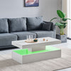 Coffee Table LED High Gloss White Rectangle Cocktail Table Modern Living Room
