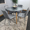 Dining Table Set Of 4 Round Grey Dining Table And 4 Grey Velvet Tufted Chairs
