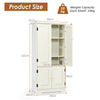 Antique Low Floor Cabinet Freestanding Storage w/Double Door Adjustable Shelf