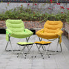 Folding Lazy Single Sofa Accent Chair Footstool Set Room Balcony Recliner Couch