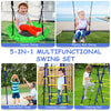 5-In-1 Outdoor Kids Swing Set Children Climbing Ladder Games W/ Basketball Hoop