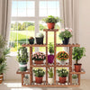 Large Vertical Wood Plant Stand Multiple Indoor Plants Shelf Corner Room Terrace