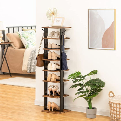 Shoe Rack Wooden Shoe Storage Organizer Shoe Shelf Vertical Shoe Tower