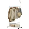 Wooden Clothes Rail Rack Garment Hanging Display Coat Storage Shelf Stand Wheels