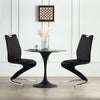 Set of 2 PU Leather Armless Chairs for Dining Kitchen Room High Back Steel Leg