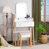 Vanity Dressing Table Set Make up Table Desk Cushioned Stool w/ Large Mirror