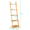 5-Tier Bamboo Ladder Shelf Space-saving Wall Mount Ladder Bookcase Display Rack