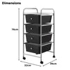 4-Drawer Mobile Storage Trolley Cart w/4 Removable Plastic Drawer Large Capacity
