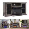 Electric Fireplace with TV Stand Glass Cabinet 3 LED Flame Effect Remote Control
