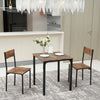3 Pcs Compact Dining Table 2 Chairs Set Wooden Metal Legs Kitchen Breakfast Bar