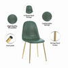 2x Green PU Leather Dining Chairs Golden Chromed Legs Kitchen Dining Room Chairs