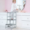 Kids Kitchen Step Stool 2-Step Toddler Standing Tower with 4-Side Safety Rail