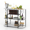 Wooden Kitchewn Wine Storage Rack Industrial Bar Buffet Table w/ Glass Holder