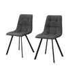 Set of 2 Grey Faux Leather Dining Chairs Padded Seat Metal Legs Restaurant