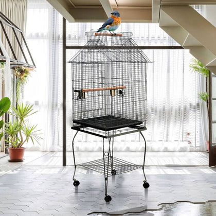 Large Parrot Bird Cage Finch Metal Aviary Budgie Flight Cage Cockatiel w/ Wheels