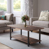 2 Tier Vintage Coffee Table Rectangle Side End Desk Shelf Living Room Furniture
