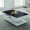 High Gloss Black&White Glass Coffee Table with 2 Drawers End Table Living Room