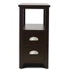2 Drawers Narrow Side End Table Corner Storage Nightstand Compact Display Shelf