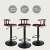 2 X 360° Swivel Elegant Wooden Bar Stool High Leg Lifting Leather Seat Chair Pub