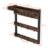 Rustic Distressed Wooden Mug Rack Wall Mounted with Shelf 12 Coffee Cup Hangers