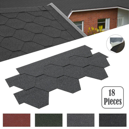 18pcs Hexagonal Roof Panel Mosaic Felt Roofing Shingle Tiles Self Adhesive 2.61㎡