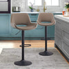 Set of 2 Faux Leather Bar Stools Swivel Gas Lift Foot Rest Pub Chair Brown Grey