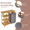 Bamboo Laundry Hamper Stand 3-tier Laundry Organizer with Removable Sliding Bag
